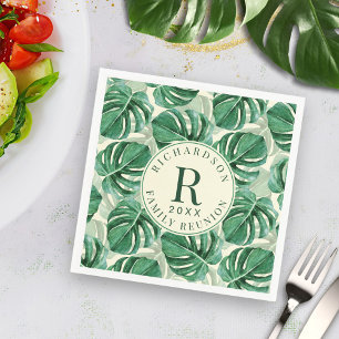 Tropical Greenery Monstera Family Reunion Party Napkin