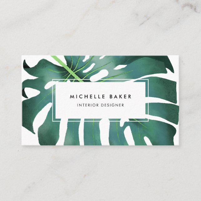 Tropical Greenery Monstera Leaf Business Card (Front)