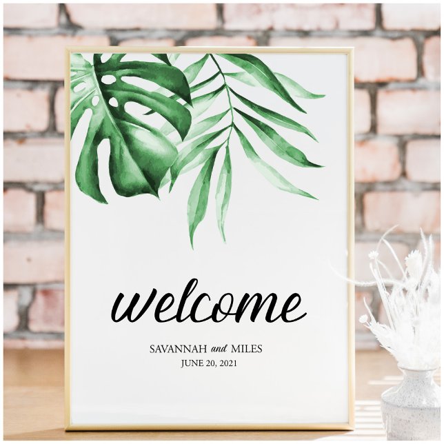 Tropical Greenery Palm Customisable Sign 8x10 (Creator Uploaded)