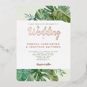 Tropical Greenery Palm Leaf Gold Wedding