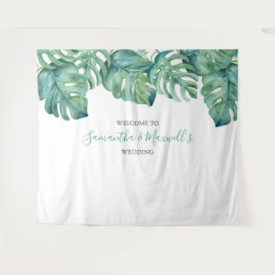 Tropical Greenery Palm Leaves Photo Booth Backdrop Tapestry