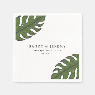 Tropical Greenery Palm Leaves Wedding Napkin