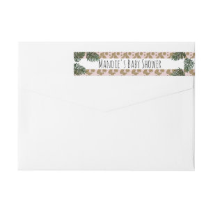 Tropical Greenery Palm Tree Faux Glitter Confetti Wrap Around Label