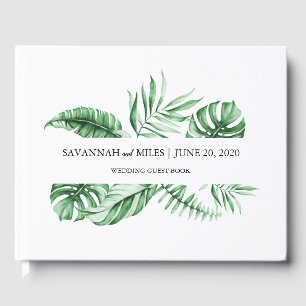 Tropical Greenery Palm Wedding Guest Book