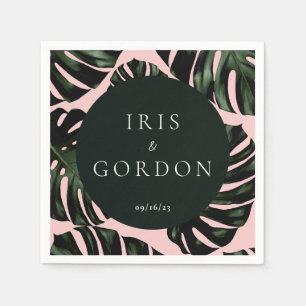 Tropical Greenery Personalised Wedding Napkins