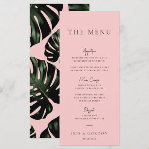 Tropical Greenery Rose Destination Wedding Menu