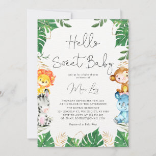 Tropical Greenery Safari Baby Shower Invitation