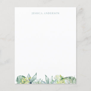 Tropical Greenery Teal Name Stationery