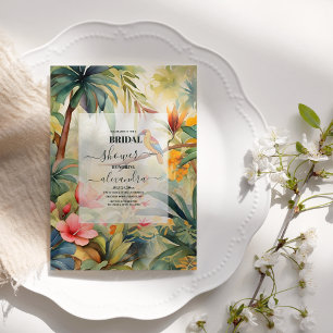Tropical Greenery Watercolor Bridal Shower Invitation