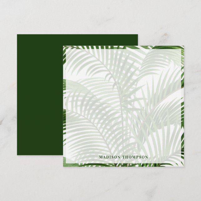 Tropical Greenery Watercolor Palm Tree Leaves Card (Front/Back)