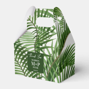 Tropical Greenery Watercolor Palm Tree Monogrammed Favour Box