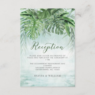 Tropical Greenery Watercolor Wedding Reception Enclosure Card