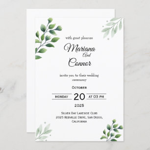 Tropical Greenery Wedding Invitation