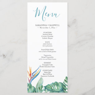 Tropical Greenery Wedding Menus Card