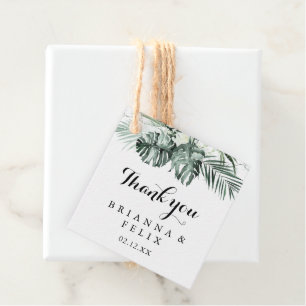 Tropical Greenery White Floral Wedding Favour Tags