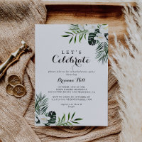 Tropical Greenery White Let's Celebrate Party