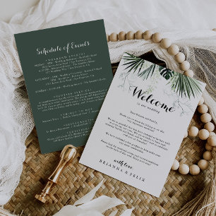 Tropical Greenery White Wedding Welcome Letter