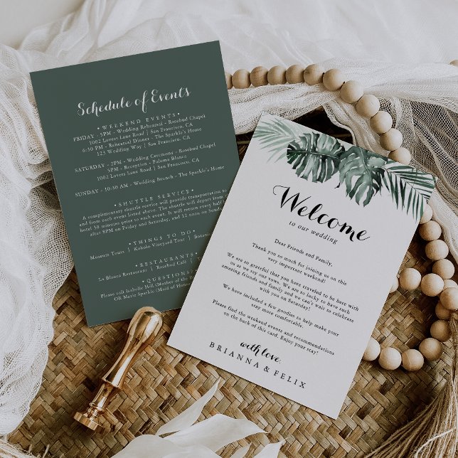 Tropical Greenery White Wedding Welcome Letter (Creator Uploaded)