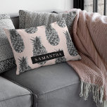 Tropical Grey & Pink Pineapple Pattern With Name Decorative Cushion<br><div class="desc">Tropical Grey & Pink Pineapple Pattern With Name</div>