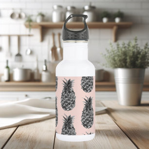 Tropical Grey & Pink Pineapple Seamless Pattern 532 Ml Water Bottle