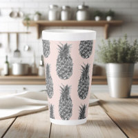 Tropical Grey & Pink Pineapple Seamless Pattern
