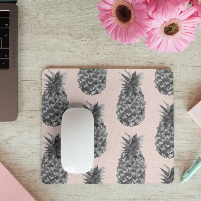 Tropical Grey & Pink Pineapple Seamless Pattern  Mouse Mat (Creator Uploaded)