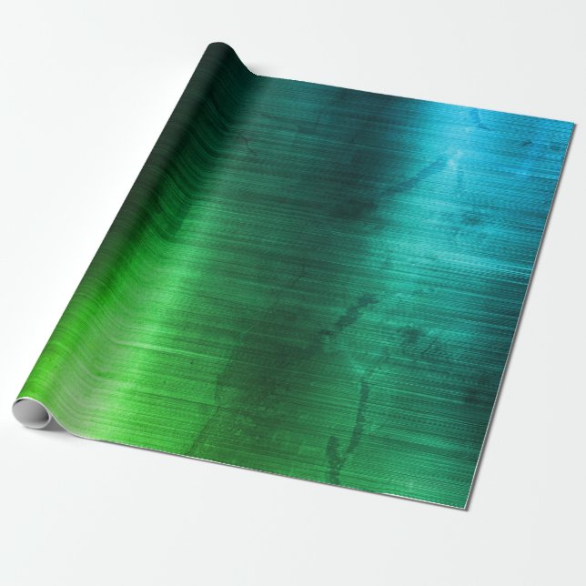 Tropical Grungy Aquatic Metallic Industrial VIP Wrapping Paper (Unrolled)