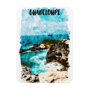 Tropical Guadeloupe Caribbean Island Watercolor Magnet