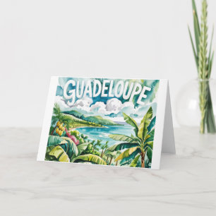 Tropical Guadeloupe Landscape Caribbean Watercolor Card