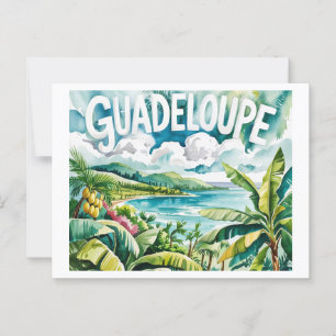 Tropical Guadeloupe Landscape Caribbean Watercolor Postcard