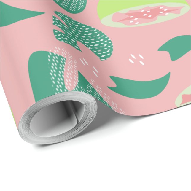 Tropical Guava Fruit and Greenery Pattern Wrapping Paper (Roll Corner)