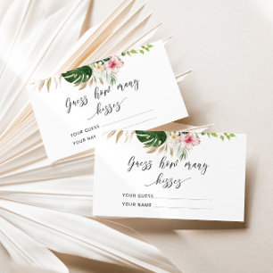 Tropical guess how many kisses bridal game enclosure card