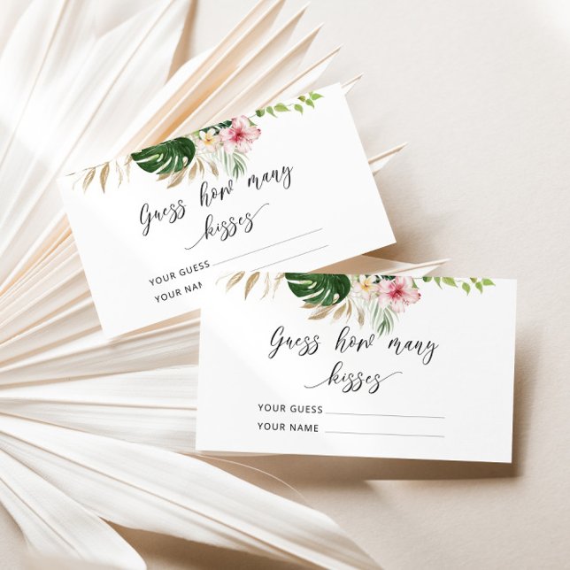 Tropical guess how many kisses bridal game enclosure card (Creator Uploaded)