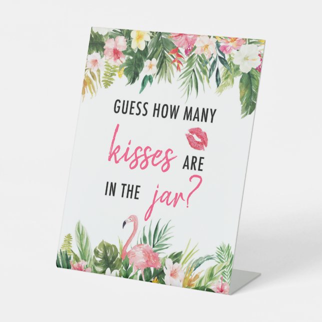Tropical Guess How Many Kisses Game Sign (Front)