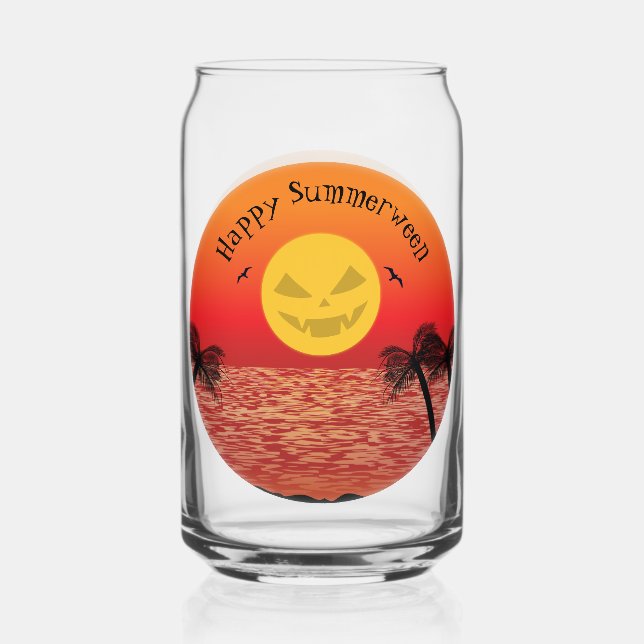 Tropical Halloween Can Glass (Front)