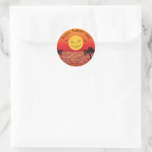 Tropical Halloween Classic Round Sticker