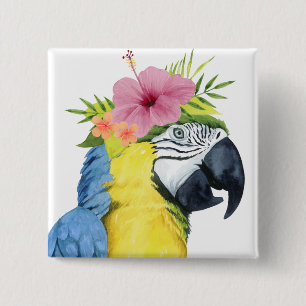Tropical Halo - Parrot 15 Cm Square Badge