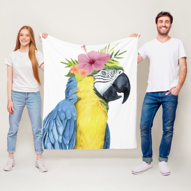 Tropical Halo - Parrot Fleece Blanket (In Situ)
