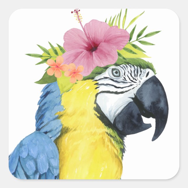 Tropical Halo - Parrot Square Sticker (Front)