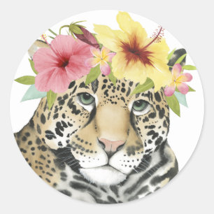 Tropical Halo Sweet Cheetah Classic Round Sticker
