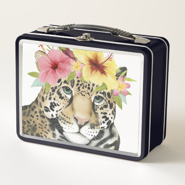 Tropical Halo | Sweet Cheetah Metal Lunch Box (Front)