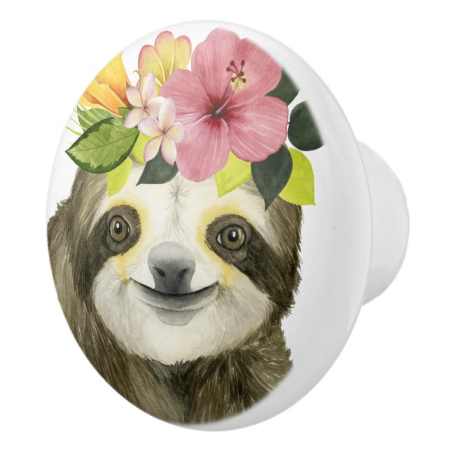 Tropical Halo | Sweet Sloth Ceramic Knob (Right)