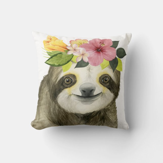 Tropical Halo | Sweet Sloth Cushion (Front)