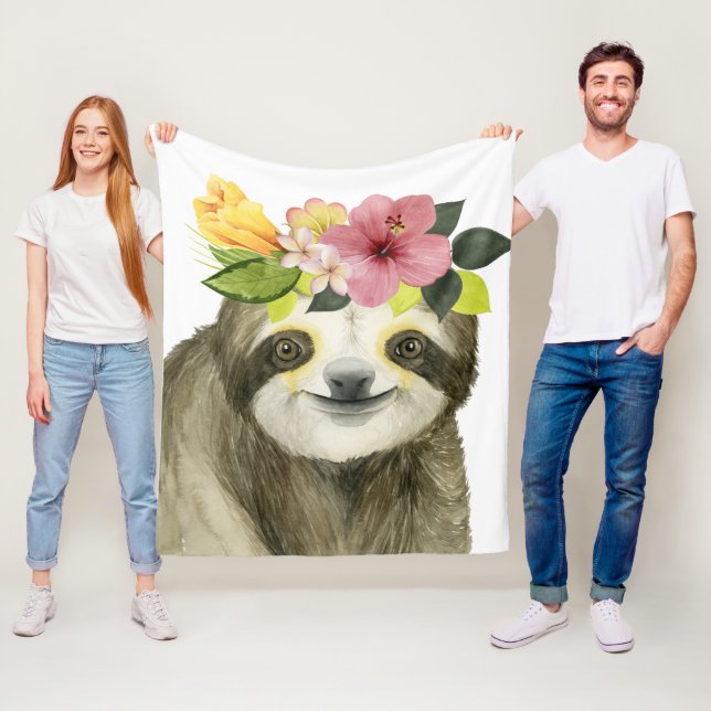 Tropical Halo | Sweet Sloth Fleece Blanket (In Situ)