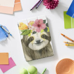 Tropical Halo | Sweet Sloth iPad Pro Cover<br><div class="desc">This watercolor print features a sloth adorned with a floral crown | By Grace Popp. Image ID: 123776GG</div>