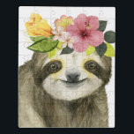 Tropical Halo | Sweet Sloth Jigsaw Puzzle<br><div class="desc">This watercolor print features a sloth adorned with a floral crown | By Grace Popp. Image ID: 123776GG</div>