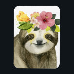 Tropical Halo | Sweet Sloth Magnet<br><div class="desc">This watercolor print features a sloth adorned with a floral crown | By Grace Popp. Image ID: 123776GG</div>