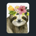 Tropical Halo | Sweet Sloth Magnet<br><div class="desc">This watercolor print features a sloth adorned with a floral crown | By Grace Popp. Image ID: 123776GG</div>