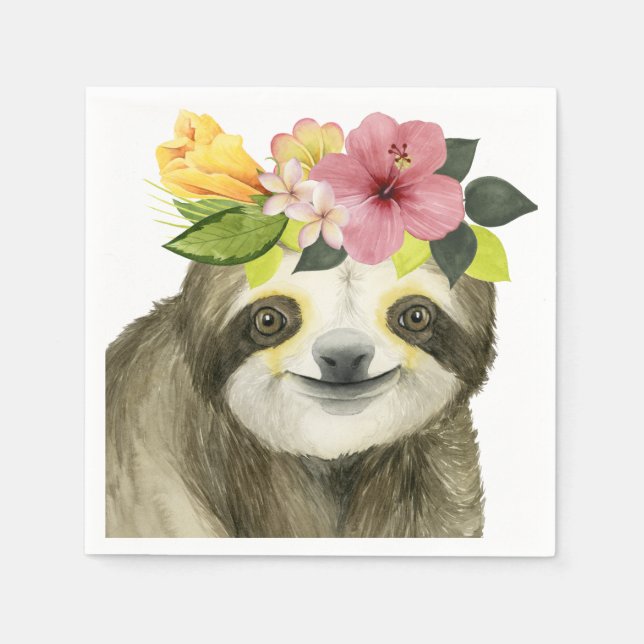 Tropical Halo | Sweet Sloth Napkin (Front)
