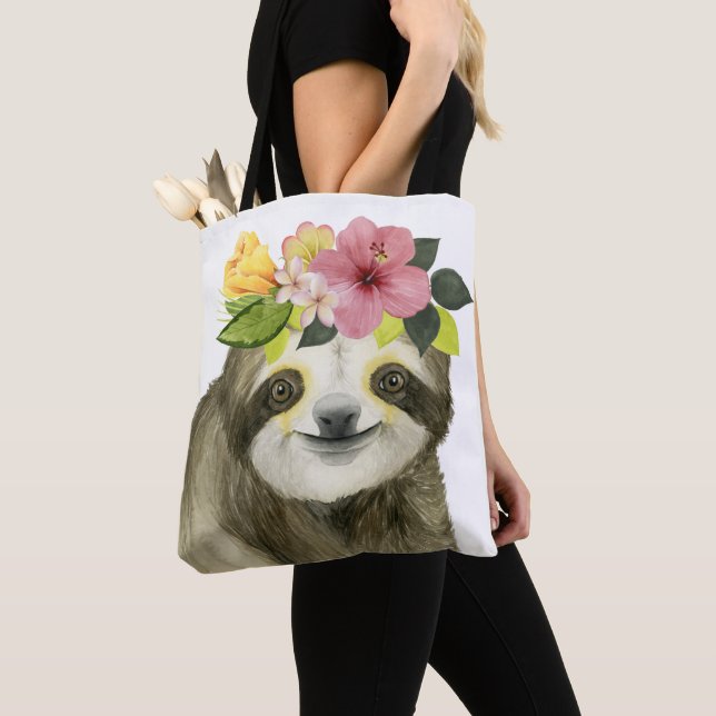 Tropical Halo | Sweet Sloth Tote Bag (Close Up)